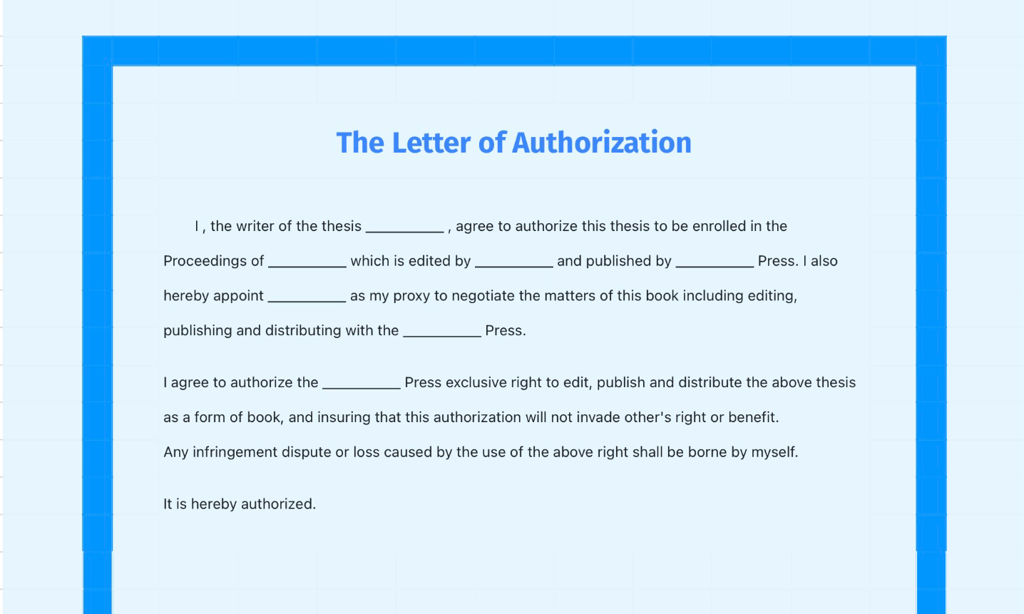 The Letter of Authorization